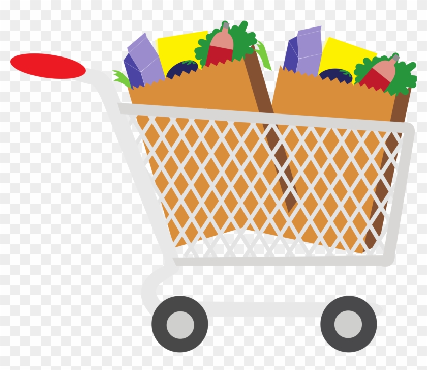Grocery Goods Clip Art - Shopping Cart With Food Clipart #465021