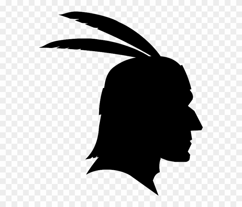 Chief, Native American, Feathers, Man, Male - Indian Silhouette Png #465235