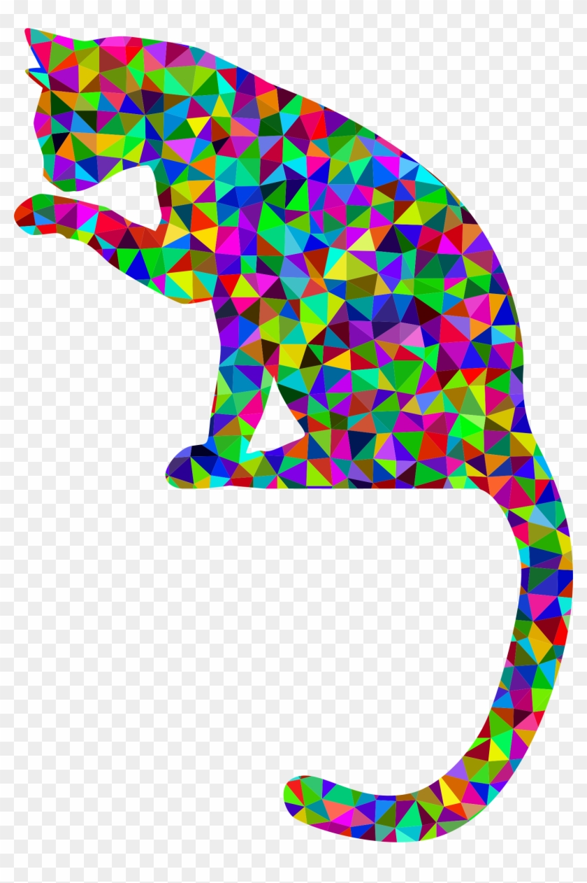 Prismatic Low Poly Cat - Rainbow Cat Clip Art #465592