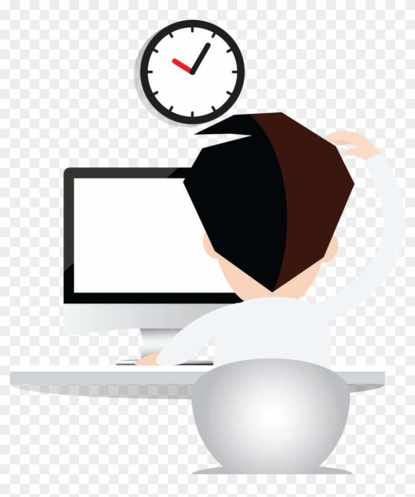 Man At Computer Researching Financial Advisors - Clock Clipart #465976