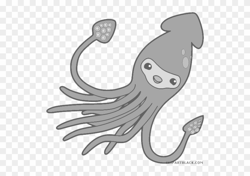 Squid Animal Free Black White Clipart Images Clipartblack - Transparent Background Squid Clipart #466346