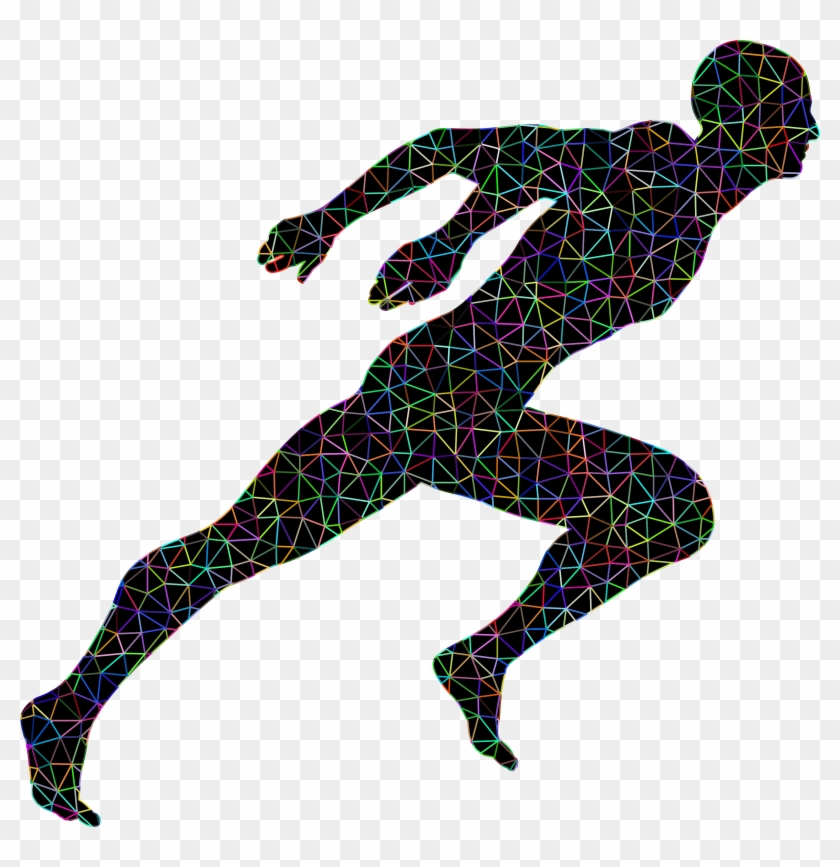 Poly Prismatic Wireframe Sprinting Man With Background - Brain Poly Wireframe #466537