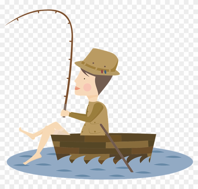 Fishing Boat Clipart Catch Fish - Cartoon Fisherman #466689