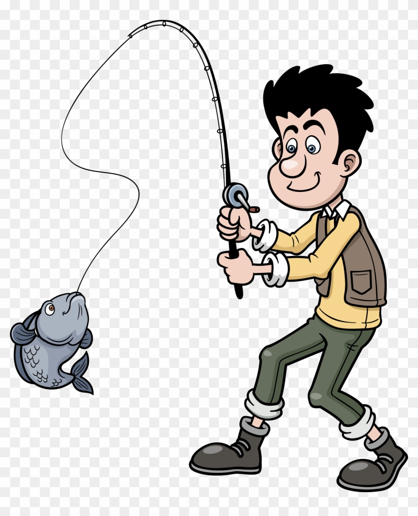 Cartoon Fishing Clip Art - Cartoon Man Fishing #466695