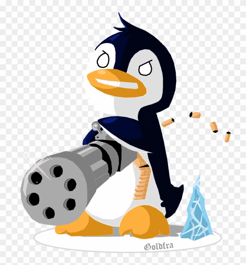 Penguin And Minigun Equals Danger By Goldfra - Penguin With Minigun #467171