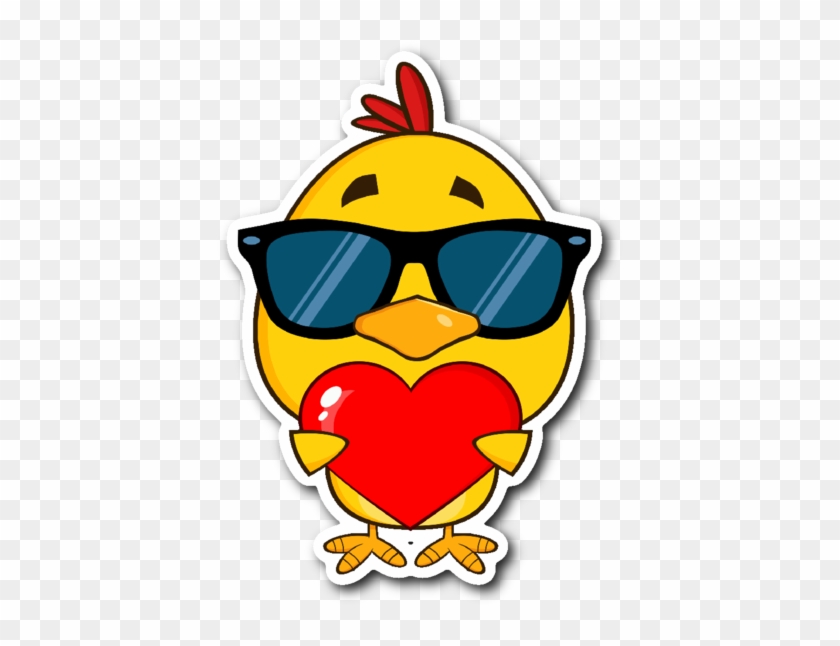 Cute Yellow Chick With Sunglasses And Heart 3" X 4" - Sunglasses Vector #467257