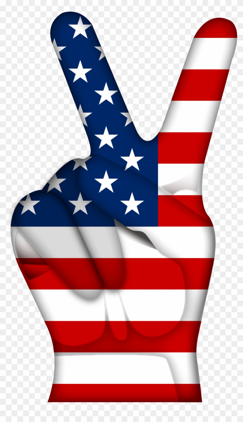 V Sign Computer File - Victory Sign Made Of American Flag Shower Curtain #467496