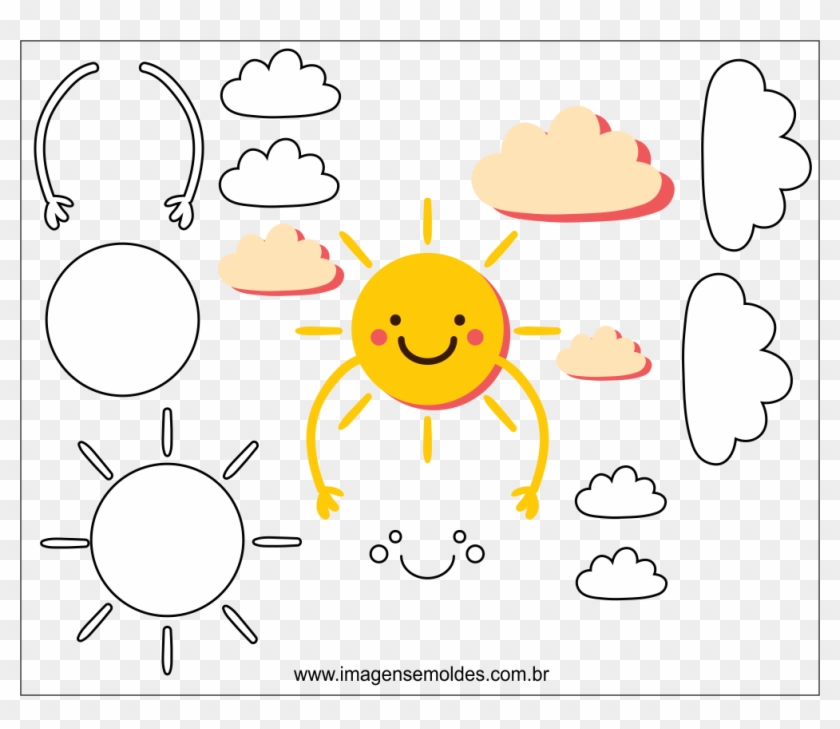 Molde De Nuvem E Sol Para Eva Feltro E Artesanato - Hippie #468194