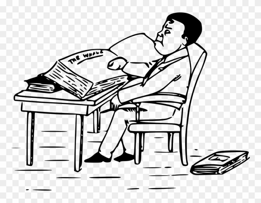 Person Sitting At Desk Drawing - Drawing A Man Reading A Book #468284