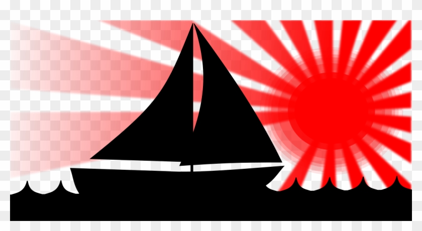 Sailboat Under Red Sun Clipart By Joe M - Set Sail For Paradise Belt Buckle, Lavender Blush/red/rosy #468318