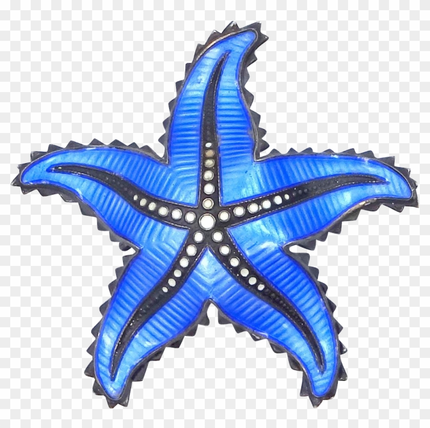 Ivar Holth Norway Sterling Silver Cobalt Blue Enamel - Blue Starfish Transparent #468374
