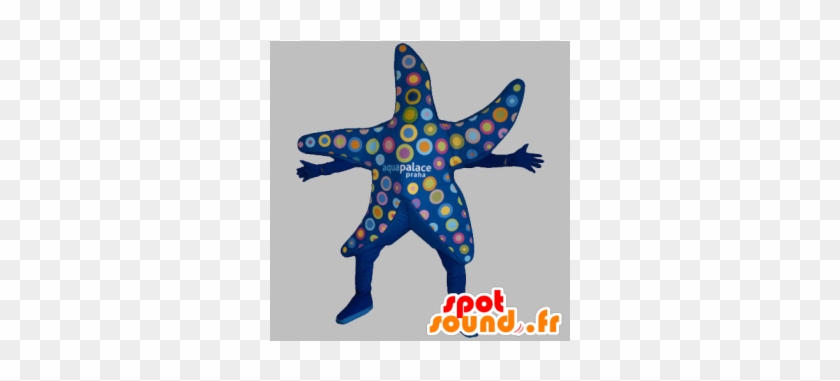 New Mascot Blue Starfish With Colorful Circles - Disfraz De Estrella De Mar #468404