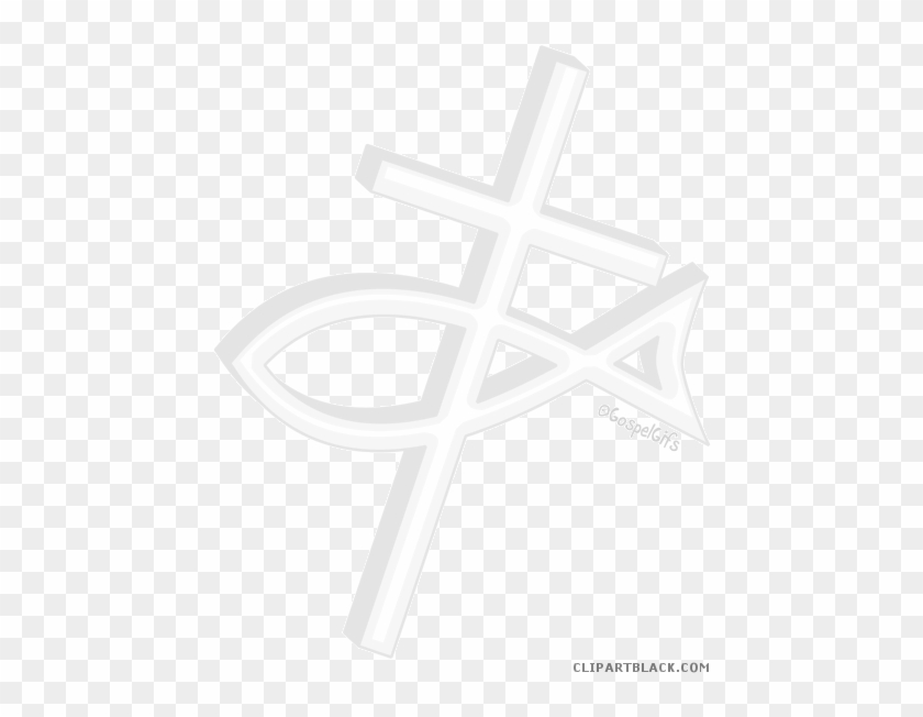 Christian Fish Symbol Animal Free Black White Clipart - Christian Cross #468462