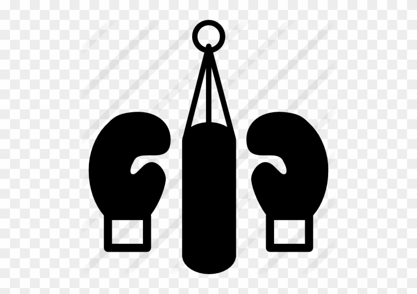 Kickboxing Gloves And Hanging Weight Sack - Kick Boxing Icon Png #468576