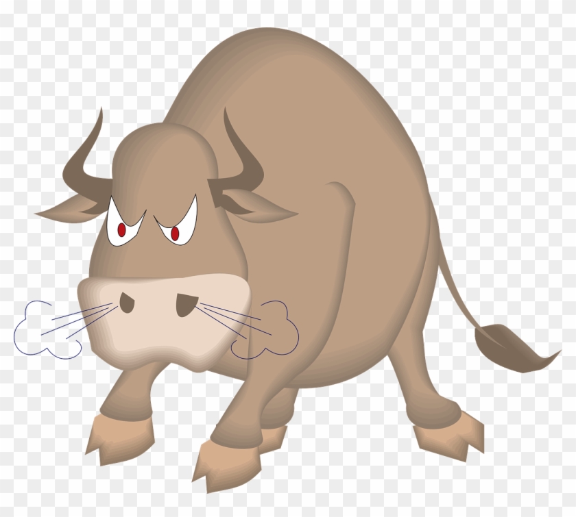 Snorting Angry, Cartoon, Bull, Horns, Animal, Tail, - Bull At The Gate #469355