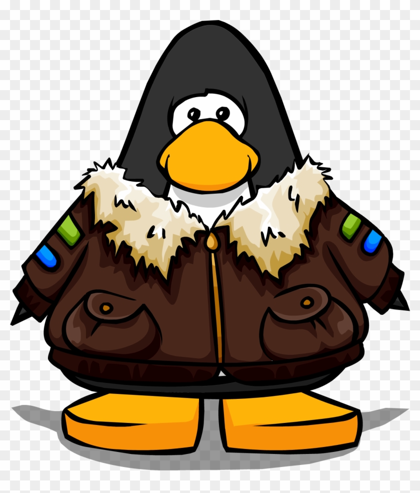 Leather Pilots Jacket On A Player Card - Club Penguin Drum #469467