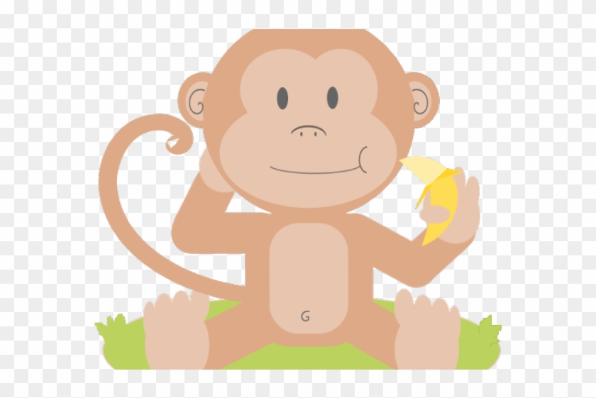Baby Monkey Clipart - Custom Monkey Eating Banana Throw Blanket #469538