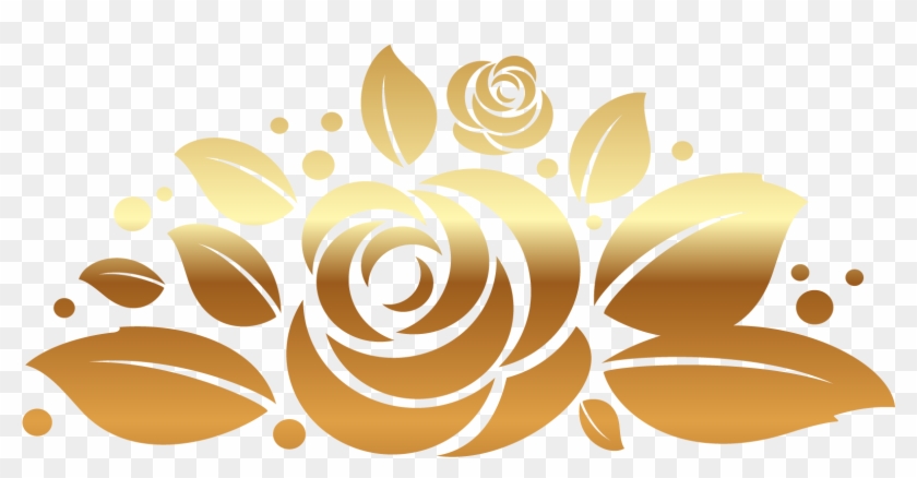 Gold Rose Decor Png Clipart Picture - Gold Vector Flower Png #470008