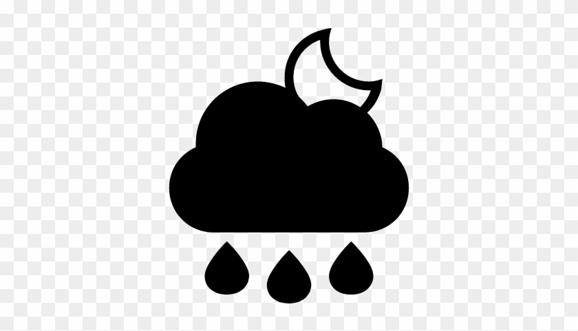 Stormy Rain Night Weather Symbol Of Interface Vector - Simbol Cuaca Malam Hari #470371