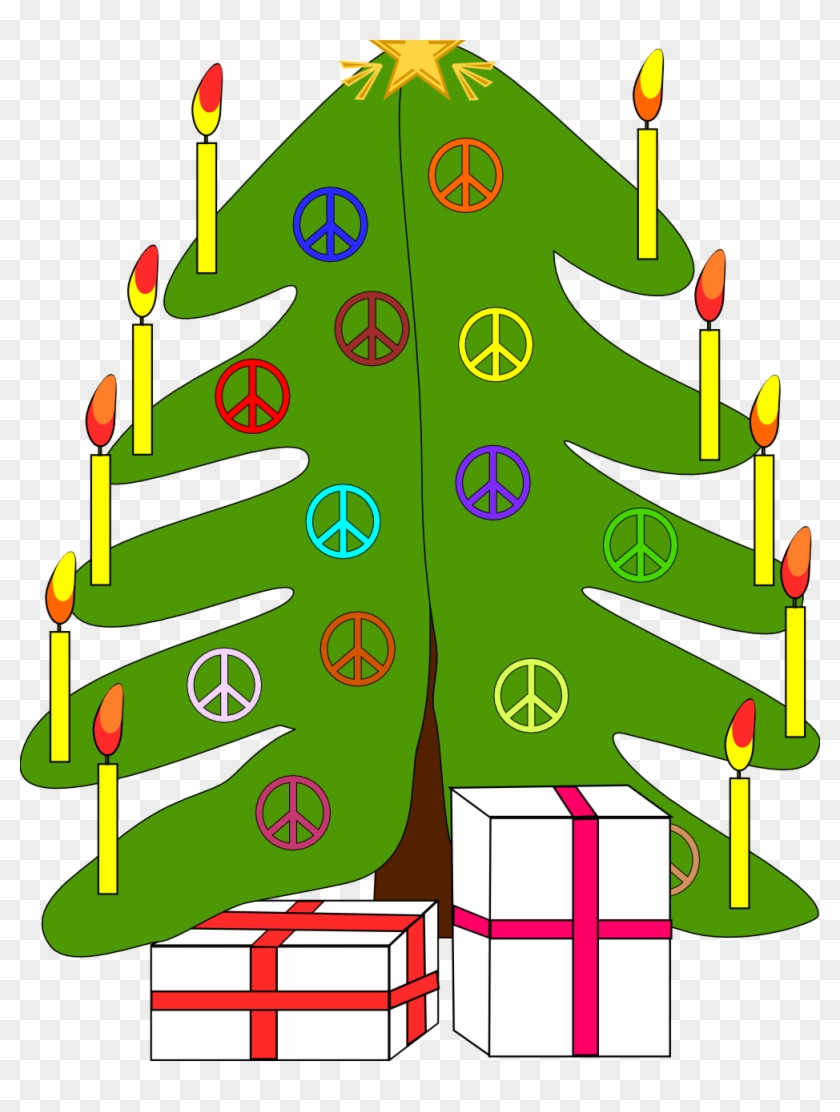 Xmas Christmas Tree 7 Peace Symbol Sign Coloring Book - Christmas Tree Throw Blanket #470609