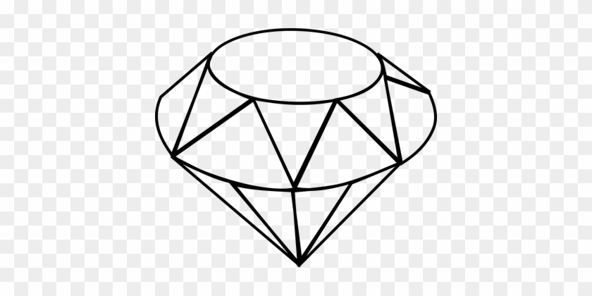 Diamond Gemstone Crystal Precious Jewelry - Gem Line Drawing #470781