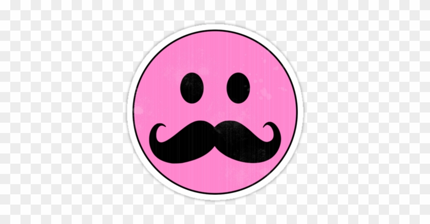 Smiley Clipart Pink - Pink Smiley Face With Mustache #470901