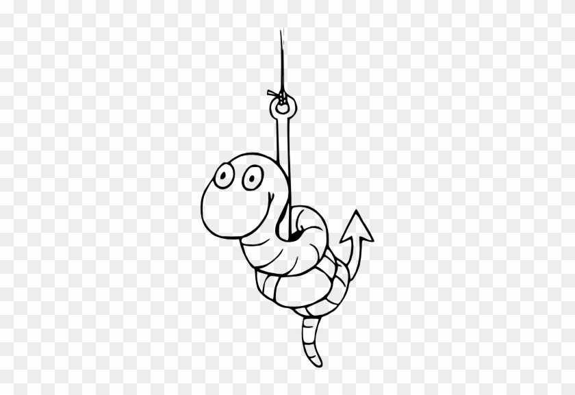 Worm On Hook Digi Stamp Freebie - Worm On A Hook - Free Transparent PNG  Clipart Images Download