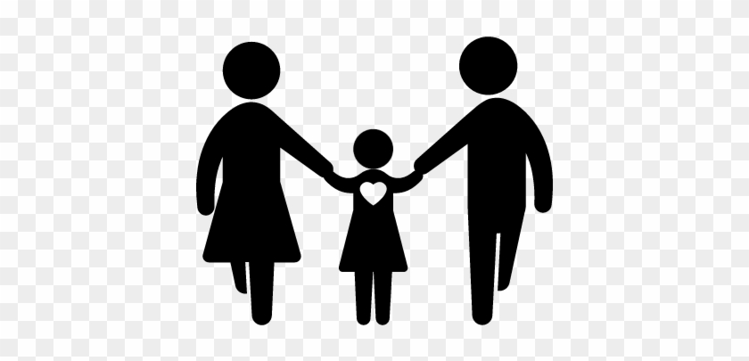 Walking Family Group Of Father Mother And Daughter - Mother Father Daughter  Silhouette - Free Transparent PNG Clipart Images Download