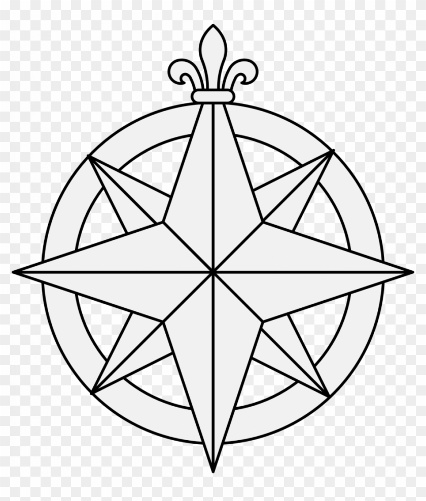 Refundable Compass Rose Coloring Page Line Drawing - Compass Star #472125
