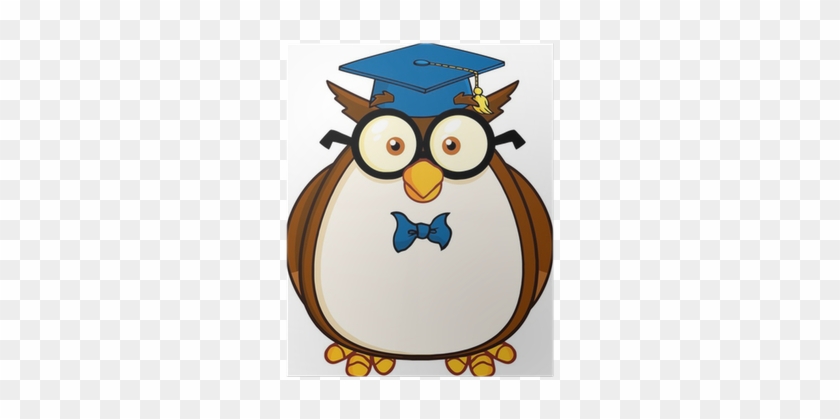 Wise Owl Teacher Cartoon Character With Glasses And - Teacher Owl #472597