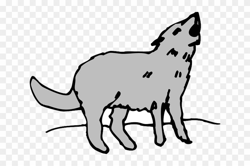 Gray, Cartoon, Art, Animal, Coyote, Howling - Black And White Coyote Images Png #472596