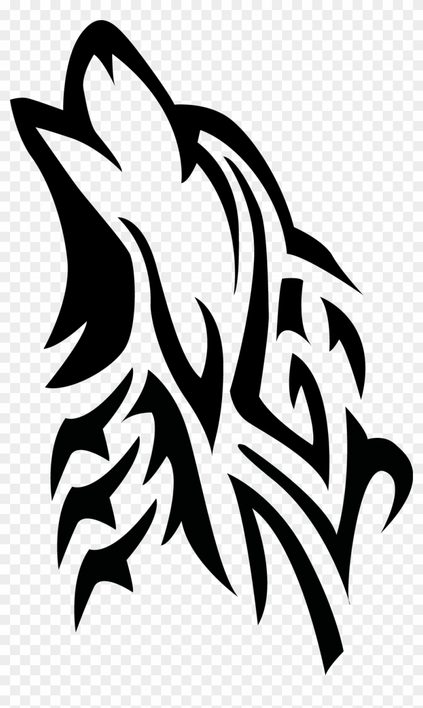 Tribal Howling Wolf For Image - Howling Wolf Tattoo Png #472627