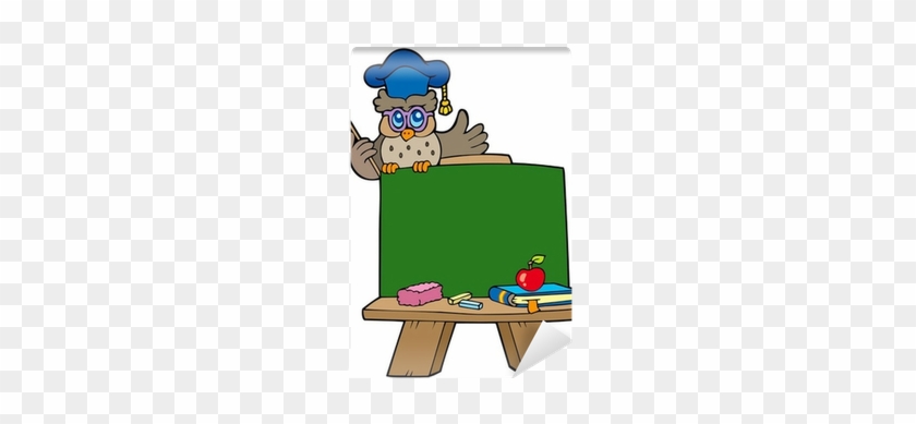 School Chalkboard With Owl Teacher Wall Mural • Pixers® - Školní Tabule #472630