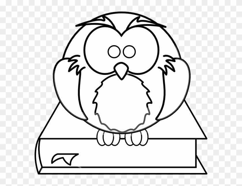 Owl On Book Black And White Clip Art At Clker Com Vector - Owl Coloring Pages #472643
