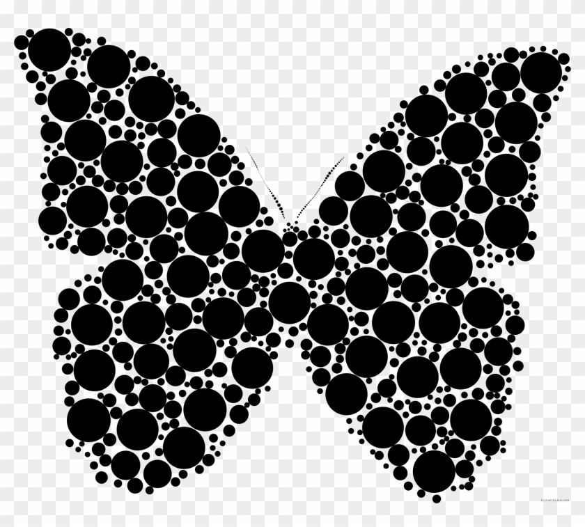 Black And White Butterfly Animal Free Black White Clipart - Butterfly With Circles On Wings #473014