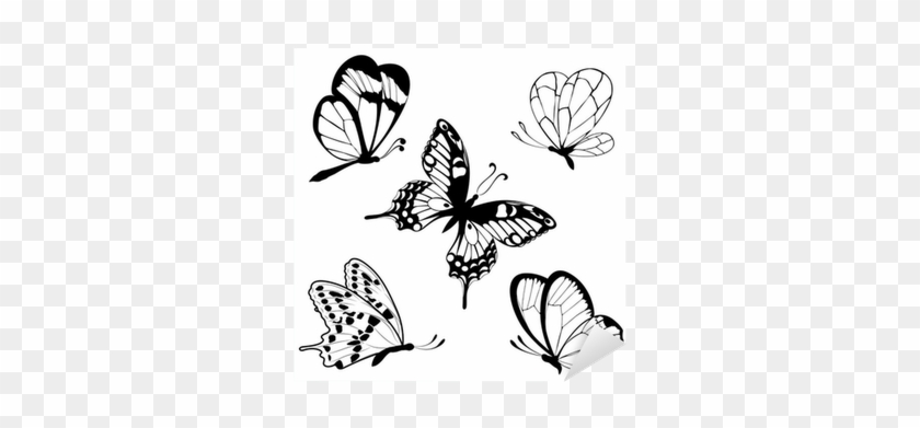 Set Black White Butterflies Of A Tattoo Sticker • Pixers® - Gear New Set Black White Butterflies Of Tattoo Bath #473043