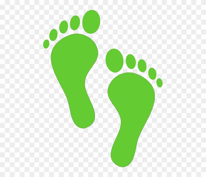 Human Footprints, Toes, Foot, Silhouette, Green, Man, - Step Clipart #473048
