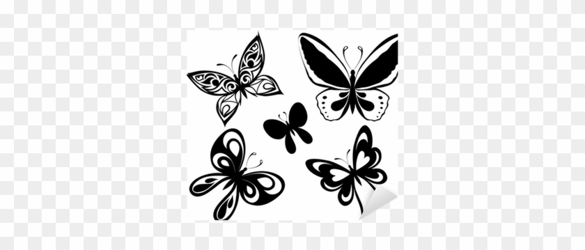 Set Black White Butterflies Of A Tattoo Sticker • Pixers® - Papillon En Noir Et Blanc #473122