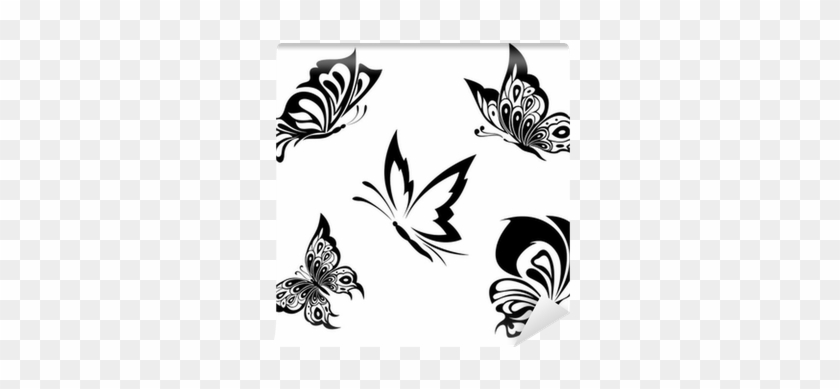 Black White Butterflies Of A Tattoo Wall Mural • Pixers® - Tattoo Butterfly Tribal #473135