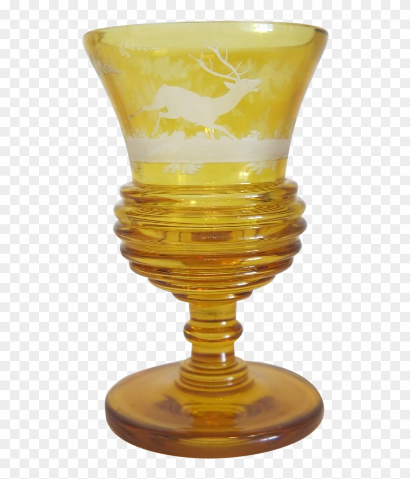 Bohemian Amber Crystal Glass Goblet, Ca - Champagne Stemware #473282