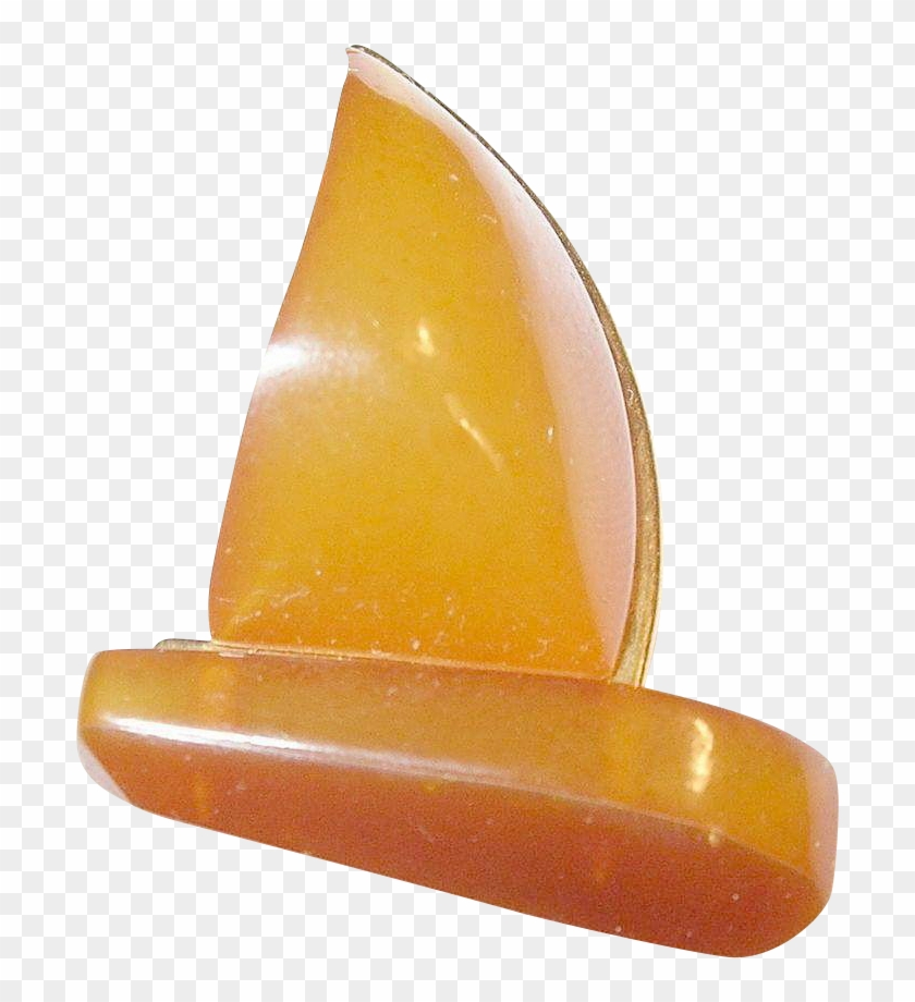 Up For Your Consideration Is This 9k Gold Amber Sailboat - Brooch #473325