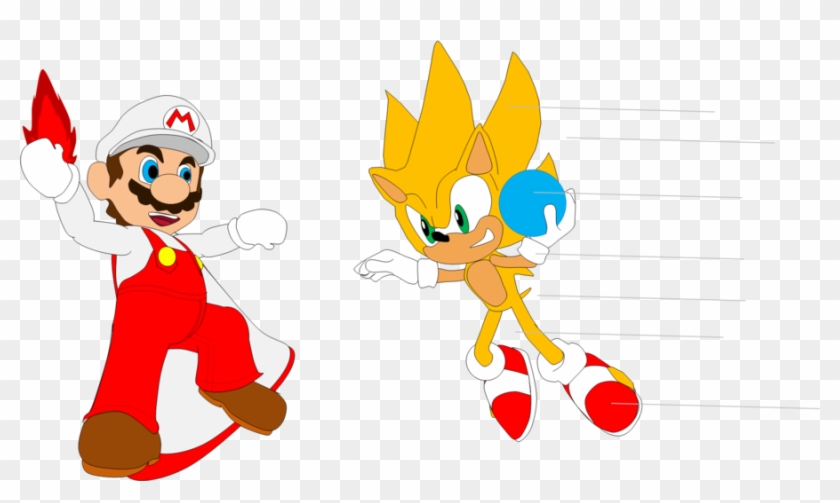 Fire Cape Mario Vs Super Sonic By Tmarts-art - Mario Vs Sonic Pixel Art #473984