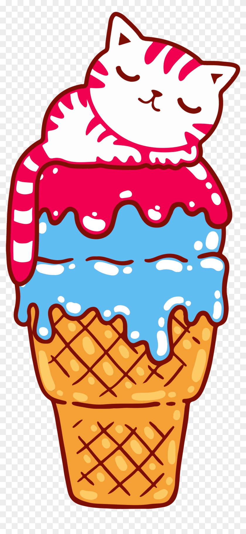 Cat Ice Cream Cone Artwork - Wall Decal #474084