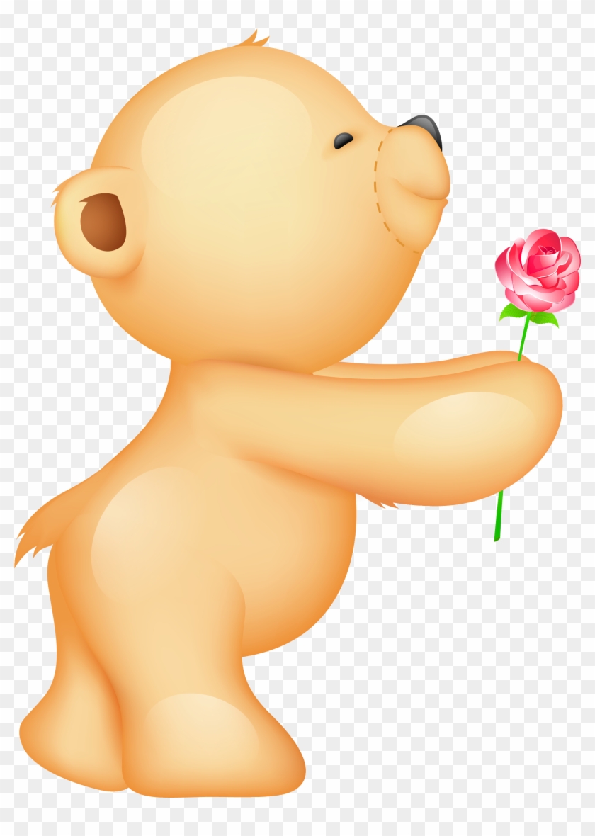 Cute Valentine Teddy With Rose Png Clipart Picture - Cute Valentine Clipart #474545