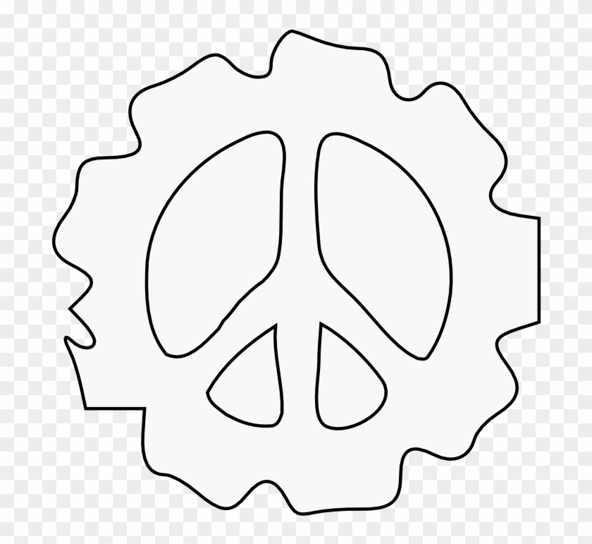 Peace Symbol Peace Sign Flower 86 Black White Line - Peace Symbols #474665