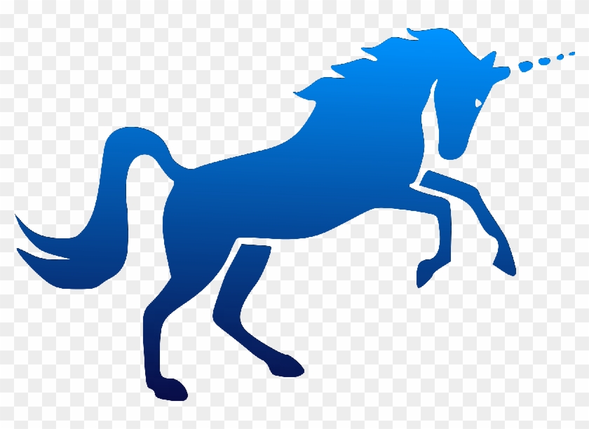 Plain Full Blue Unicorn Silhouette Tattoo Design - Blue Unicorn Png #474675