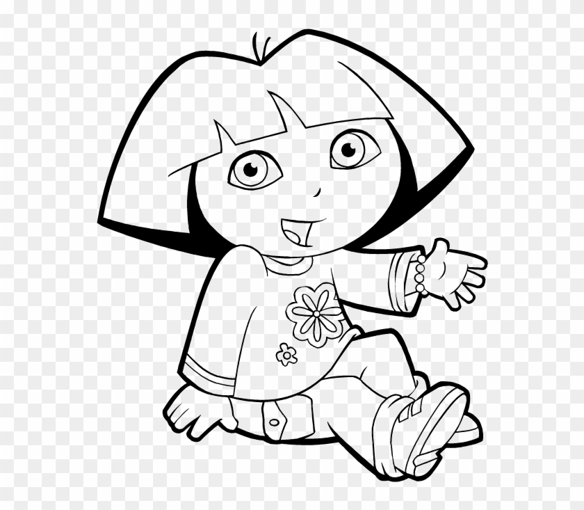 Dora The Explorer Are Sitting Coloring Pages - Black And White Picture Dora The Explorer #474948