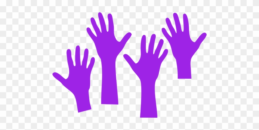 Four Purple Hands Reaching Upwards Vector Graphics - Reaching Hand Clipart #475723