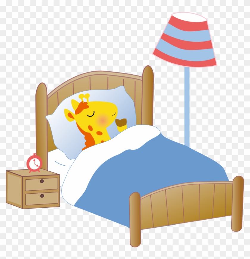 Bed Giraffe Cartoon Clip Art - Giraffe Sleeping In Bed #476390