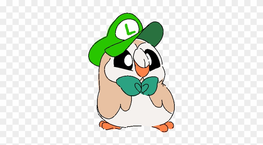 Rowlet In A Hat A Luigi Or Mario Hat - Cartoon #476660